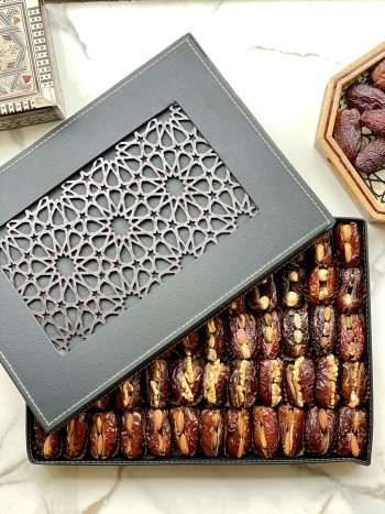 علبة جلد ارابيسك تمر مجدول مكسرات